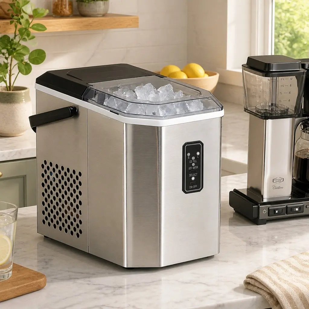 Portable Ice Maker Machine 12kg Daily Output Bullet Ice Cubes Countertop 1.3L Water Tank Self-Cleaning Ultra-Quiet
