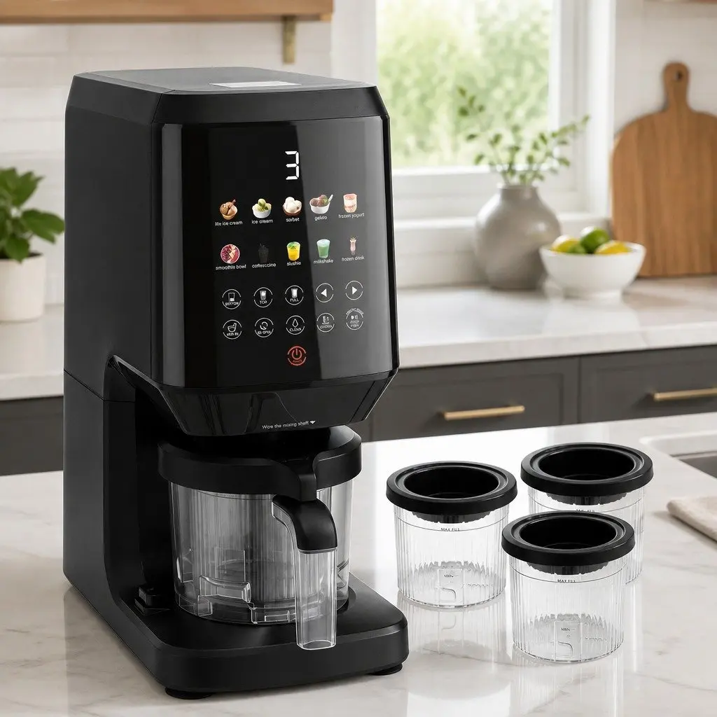 10-in-1 Ice Cream Maker Machine Black Touch Screen Interface Fast Processing