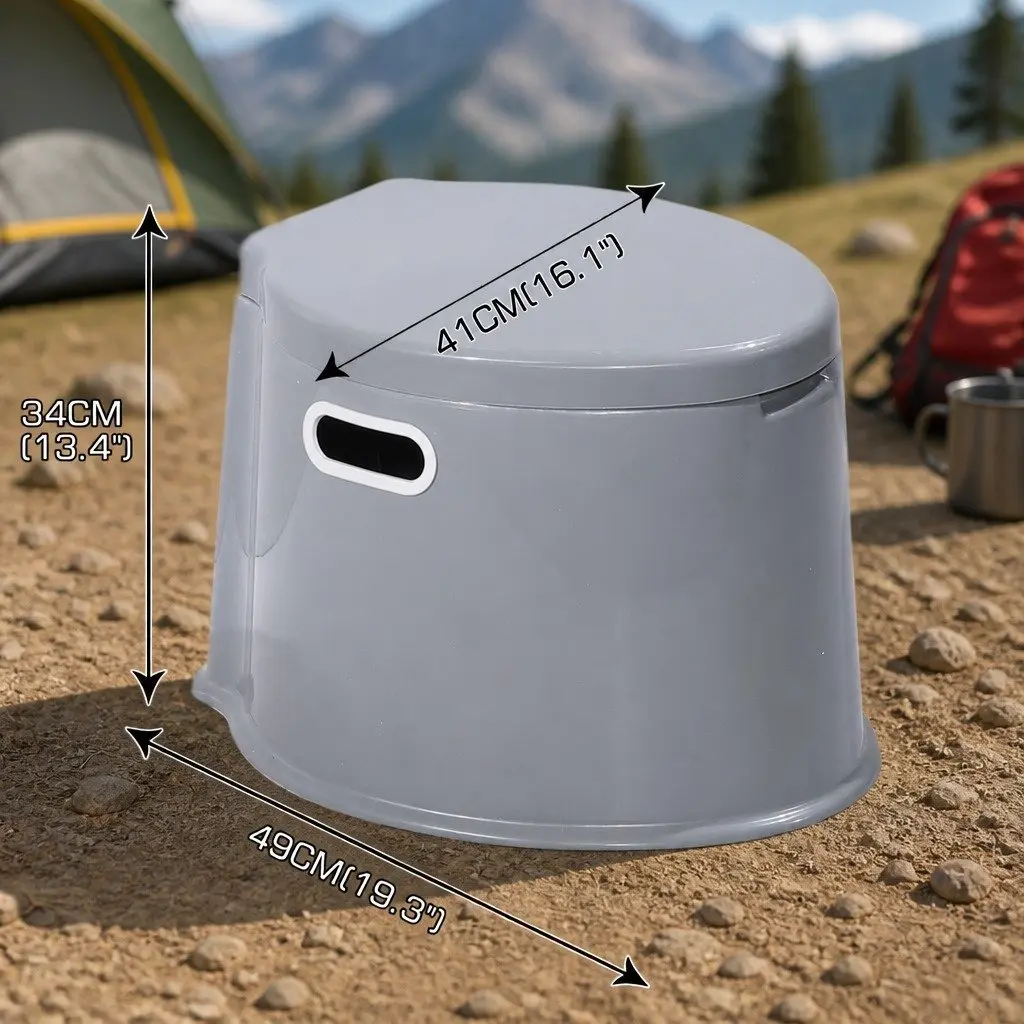 Portable Camping Toilet 6L Capacity Outdoor Potty Seat with Waste Bucket Handle
