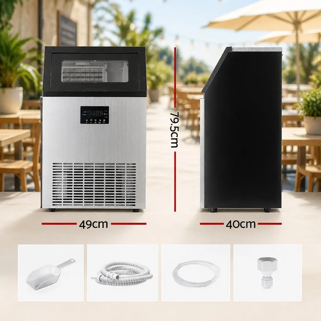 Commercial Ice Maker Machine 45kg Daily Capacity Adjustable Cube Thickness LED Control Panel