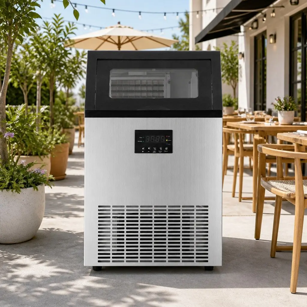 Commercial Ice Maker Machine 45kg Daily Capacity Adjustable Cube Thickness LED Control Panel