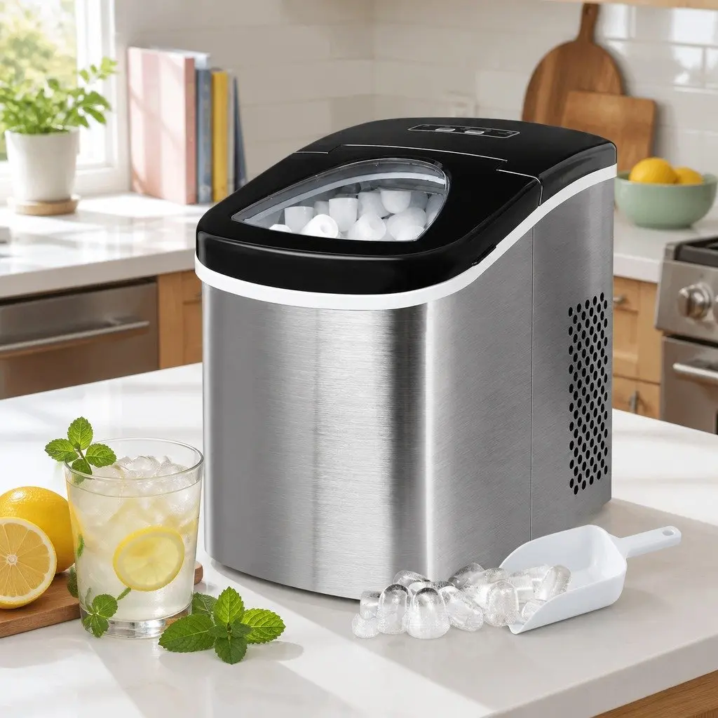 Portable Ice Maker 2.4L Water Tank Silver Quick Freezing Countertop Machine