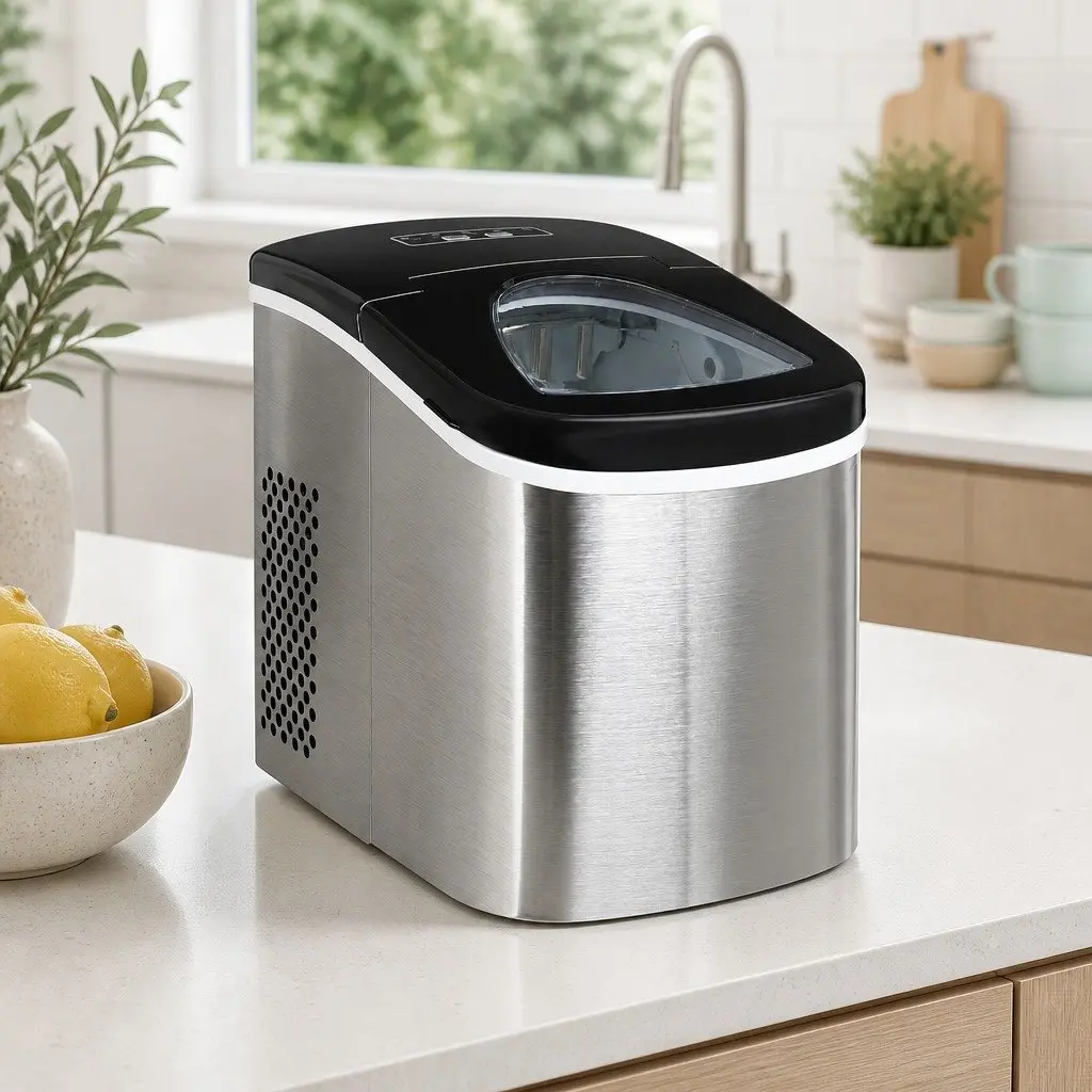 Portable Ice Maker 2.4L Water Tank Silver Quick Freezing Countertop Machine