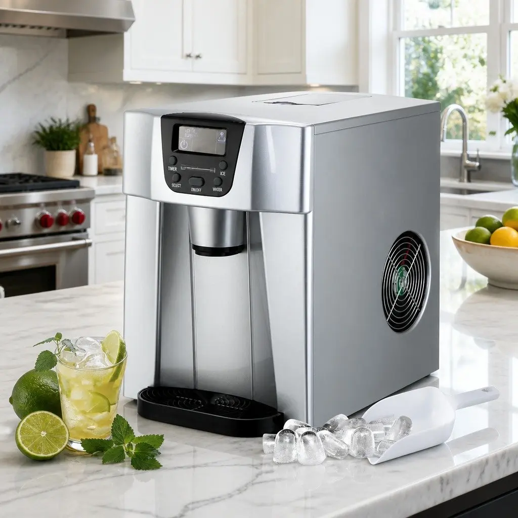 Ice Maker 2L Countertop Portable Machine Produces 9 Ice Cubes in 9-16 Minutes Silver
