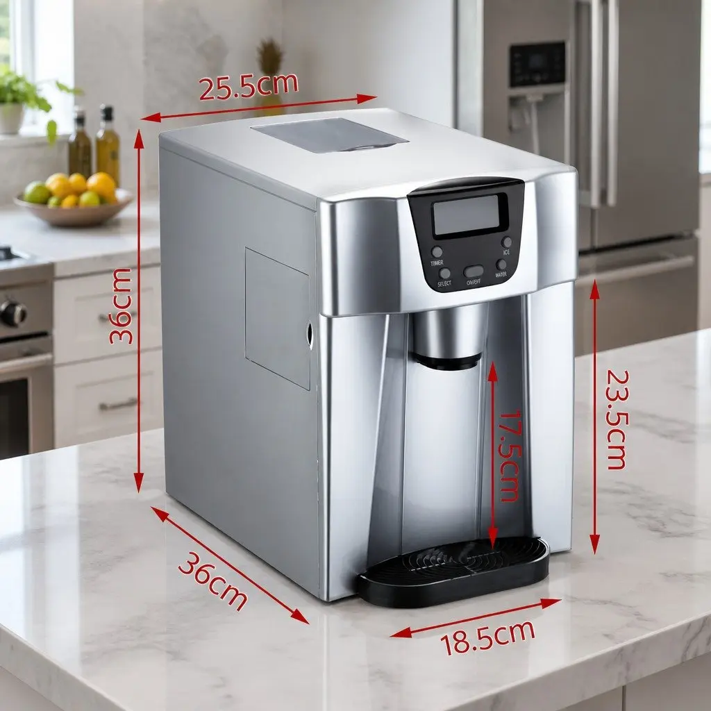 Ice Maker 2L Countertop Portable Machine Produces 9 Ice Cubes in 9-16 Minutes Silver