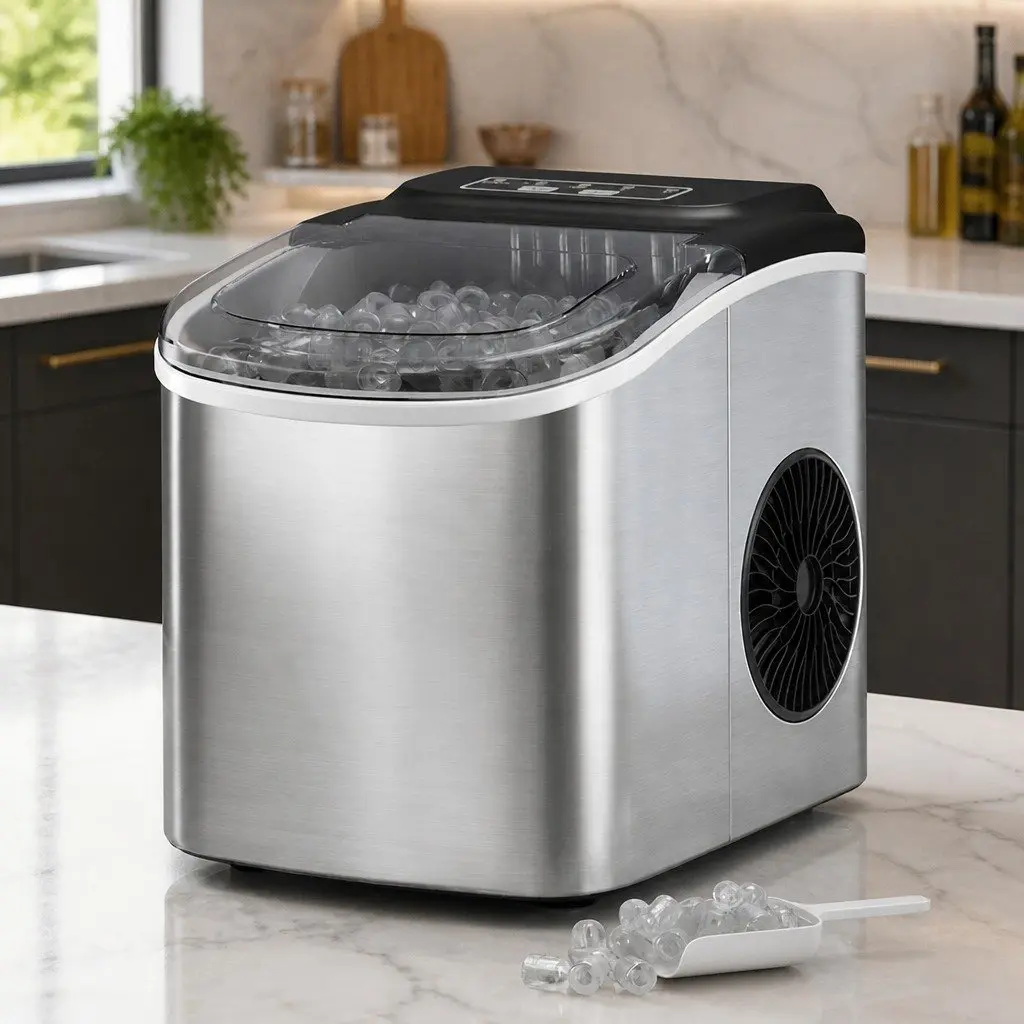 Ice Maker Machine 12kg Daily Capacity Portable Countertop Silver Bullet Cubes