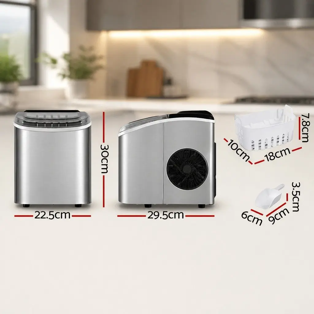 Ice Maker Machine 12kg Daily Capacity Portable Countertop Silver Bullet Cubes