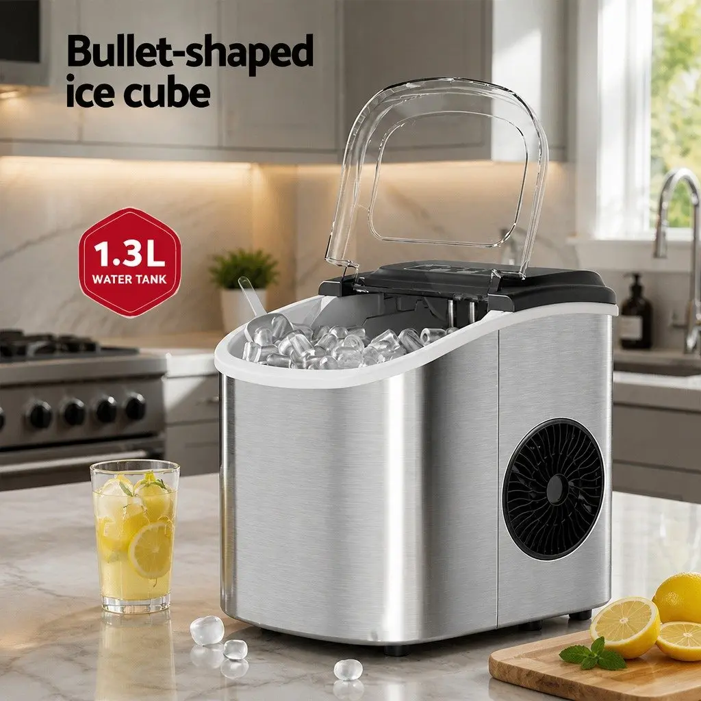 Ice Maker Machine 12kg Daily Capacity Portable Countertop Silver Bullet Cubes