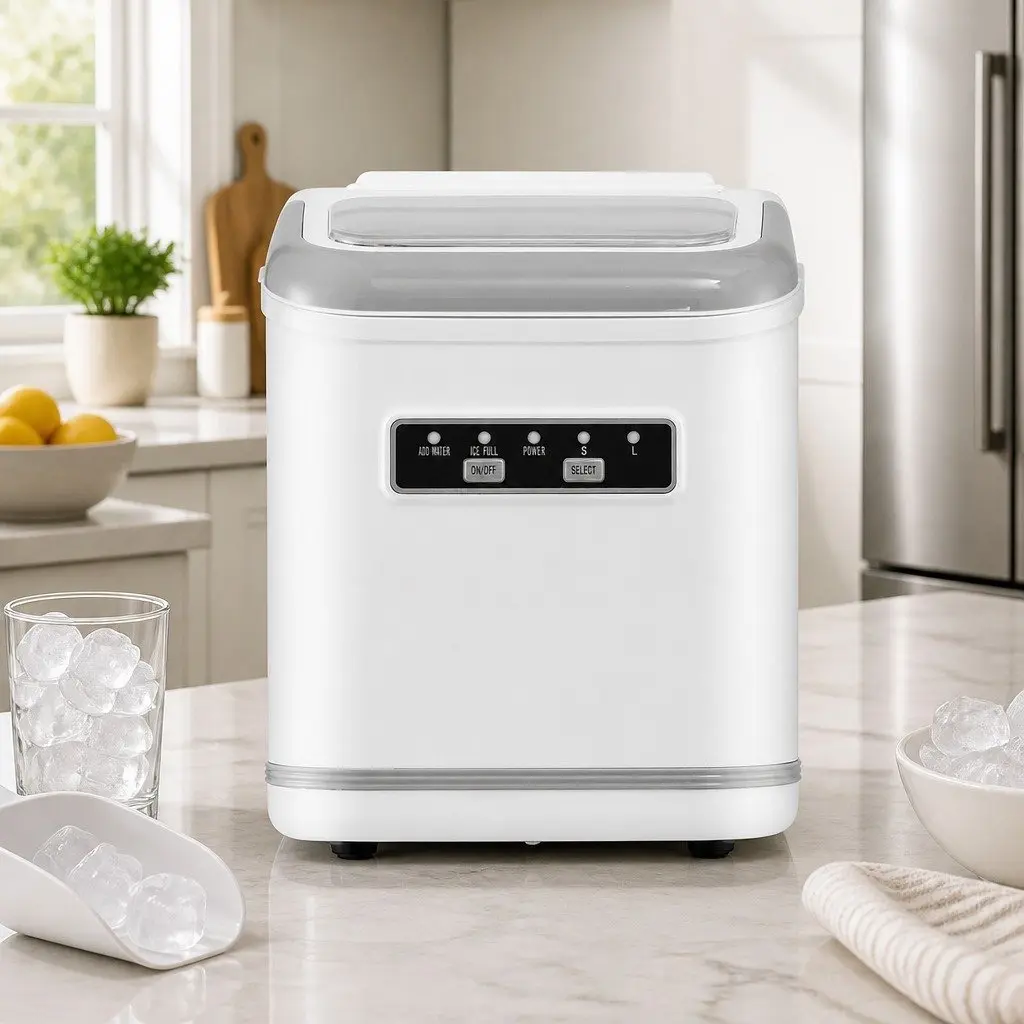 Ice Maker Machine Portable Countertop 12kg Daily Production Self Cleaning White