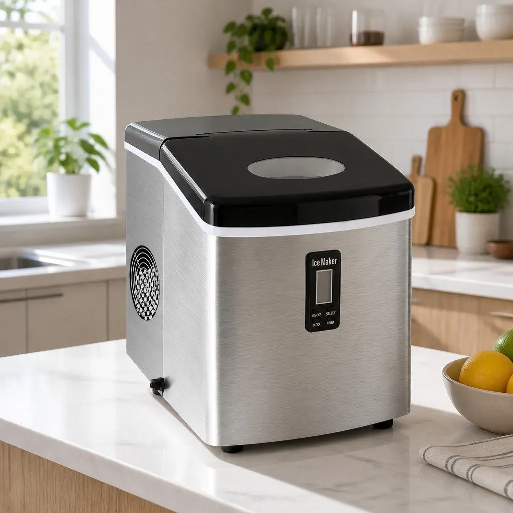 Ice Maker Machine 15kg Countertop Portable Compact Silver Bullet-shaped Ice Cubes