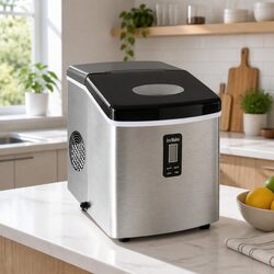 15kg Ice Maker Machine Countertop Portable Ice Cube Maker Silver Compact