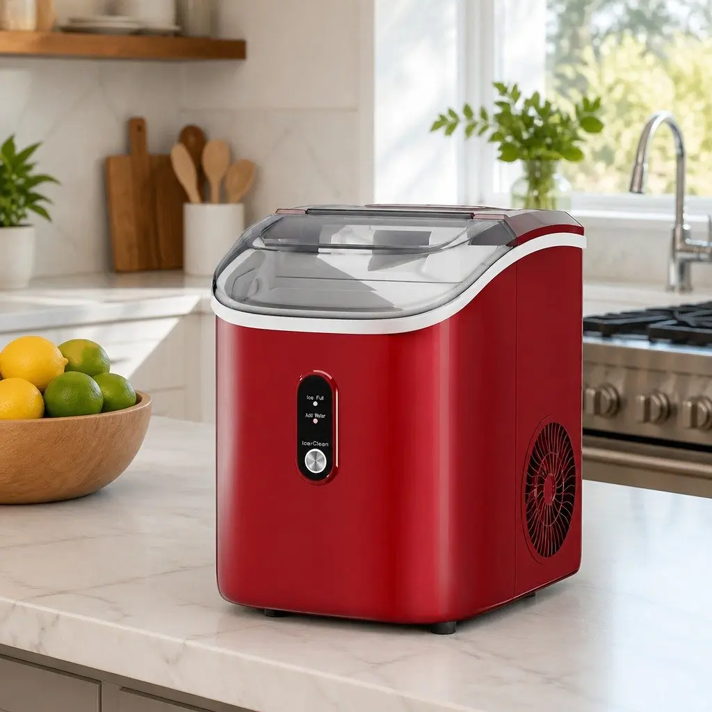 Ice Maker Machine 15kg Nugget Chewable Ice Cube Compact Portable Red