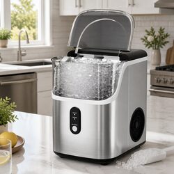 Nugget Ice Maker Machine 15kg Daily Production Countertop Silver Home Kitchen