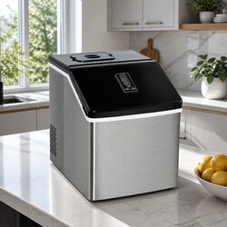 Ice Maker Machine 18kg Daily Production Countertop Silver Compact Portable