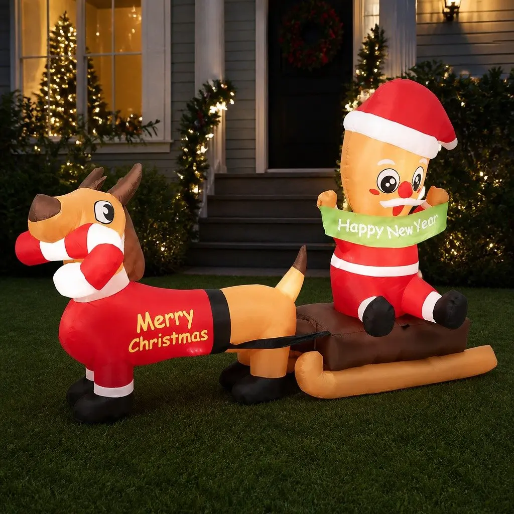 Christmas Inflatable Decoration 2.1M Self-Inflating LED Lights Outdoor Indoor