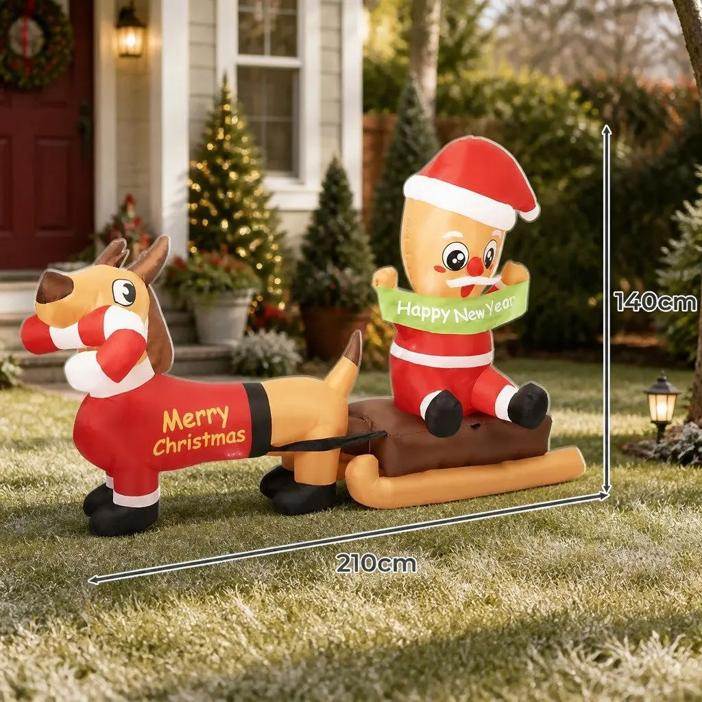 Christmas Inflatable Decoration 2.1M Self-Inflating LED Lights Outdoor Indoor