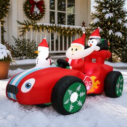 Festive 2.4M Santa Car Inflatable for Your Home