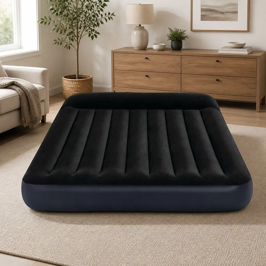 Queen Size Inflatable Airbed Pillow Rest Classic Fiber-Tech Guest Bed Indoor
