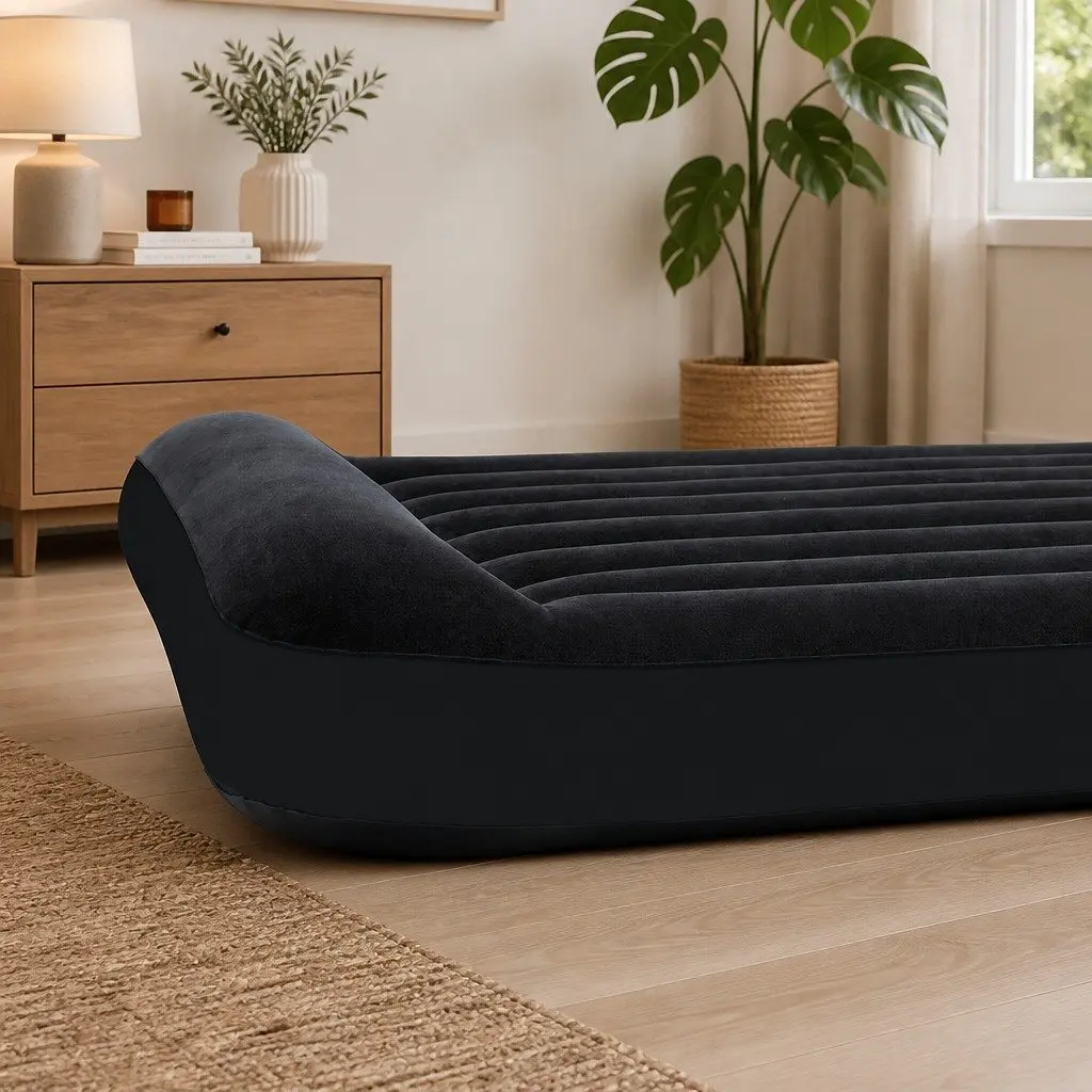 Queen Size Inflatable Airbed Pillow Rest Classic Fiber-Tech Guest Bed Indoor