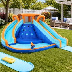 Outdoor Double Slide Water Park for Kids' Summer Fun