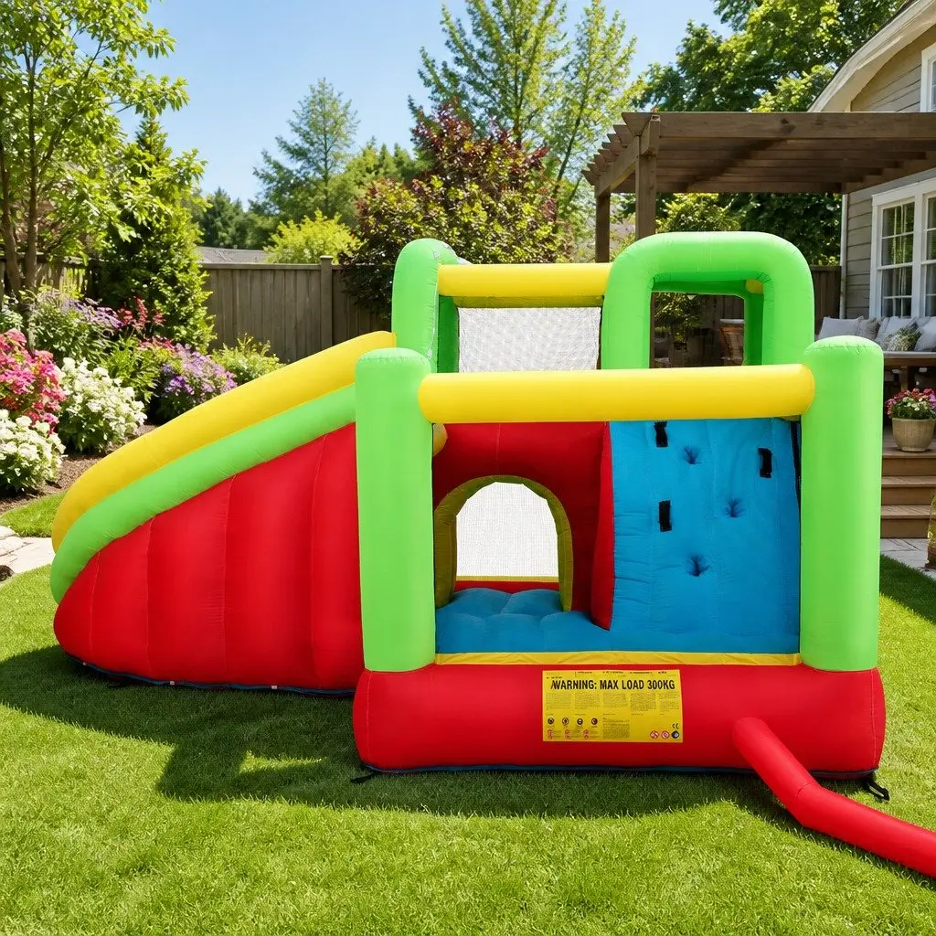 Kids Inflatable Water Slide Park 575cm with Two Slides Trampoline Climbing Wall and Water Cannon