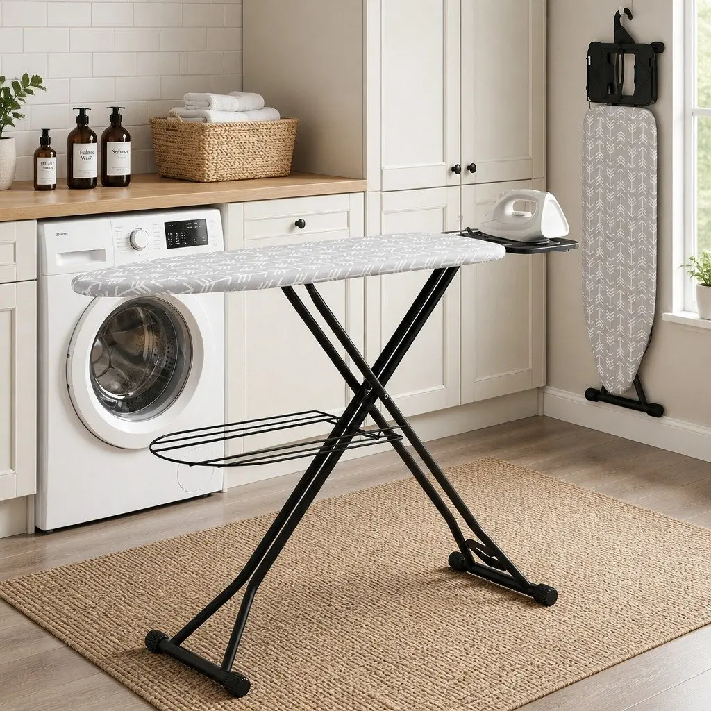 Foldable Ironing Board Heavy Duty Steel Frame 7 Height Settings