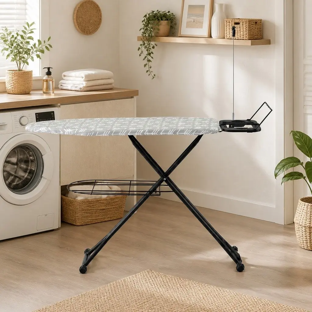 Foldable Ironing Board Heavy Duty Steel Frame 7 Height Settings
