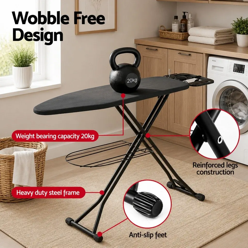 Foldable Ironing Board Heavy Duty Steel Frame Adjustable Height Laundry Room