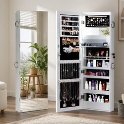 Elegant Wall-Mounted Full-Length Mirror and Jewellery Organizer