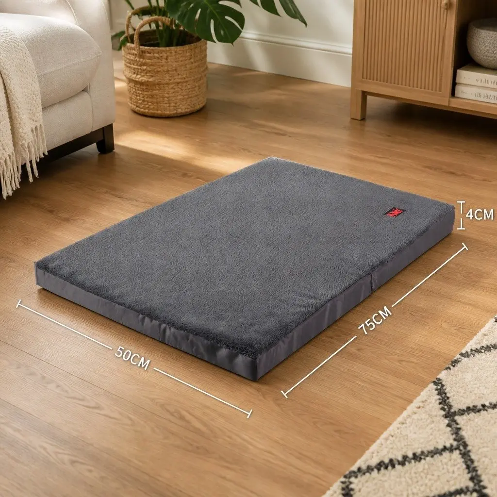 Pet Bed Medium Grey Foldable Portable Washable Cover Soft Foam