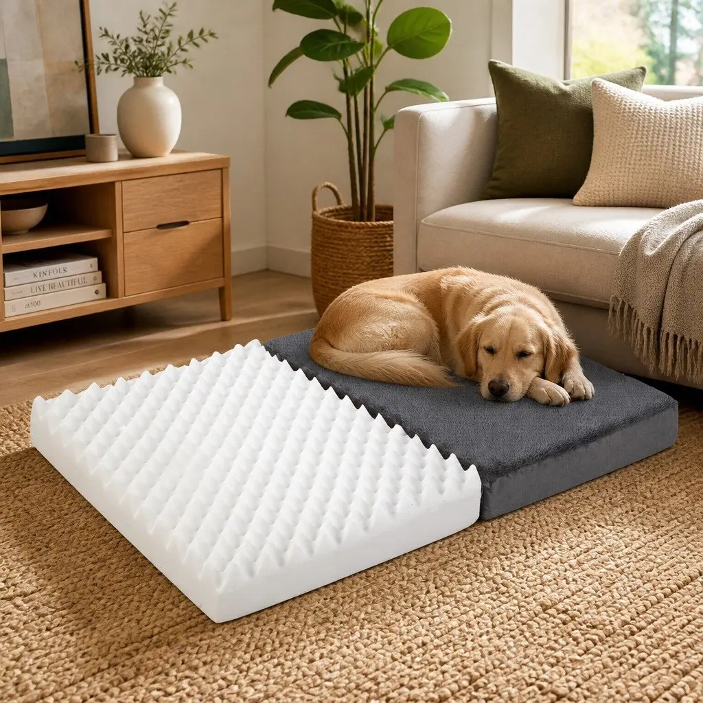 Pet Bed XX-Large Grey Foldable Portable Sleep Mat with Non-Slip Bottom and Supportive Foam