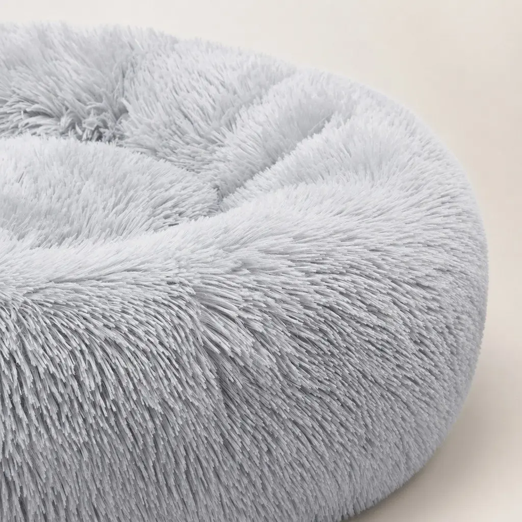 Donut Pet Bed Small S Size Calming Plush Mattress Bedding with Raised Rim