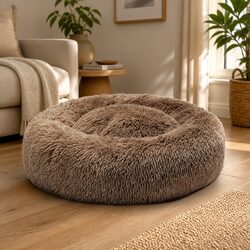 Brown Donut-Shaped Pet Bed for Cozy Spaces