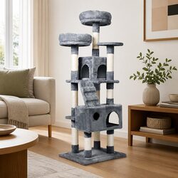 Cat Tree Scratching Post Multi-Level Platform Climbing Play House with Sisal