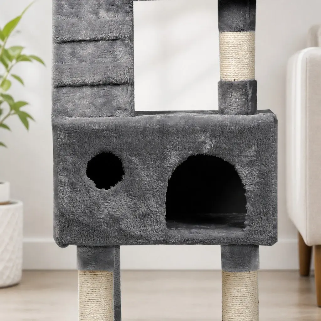 Cat Tree Multi-Level Plush Bed Cube Natural Sisal Scratching Post