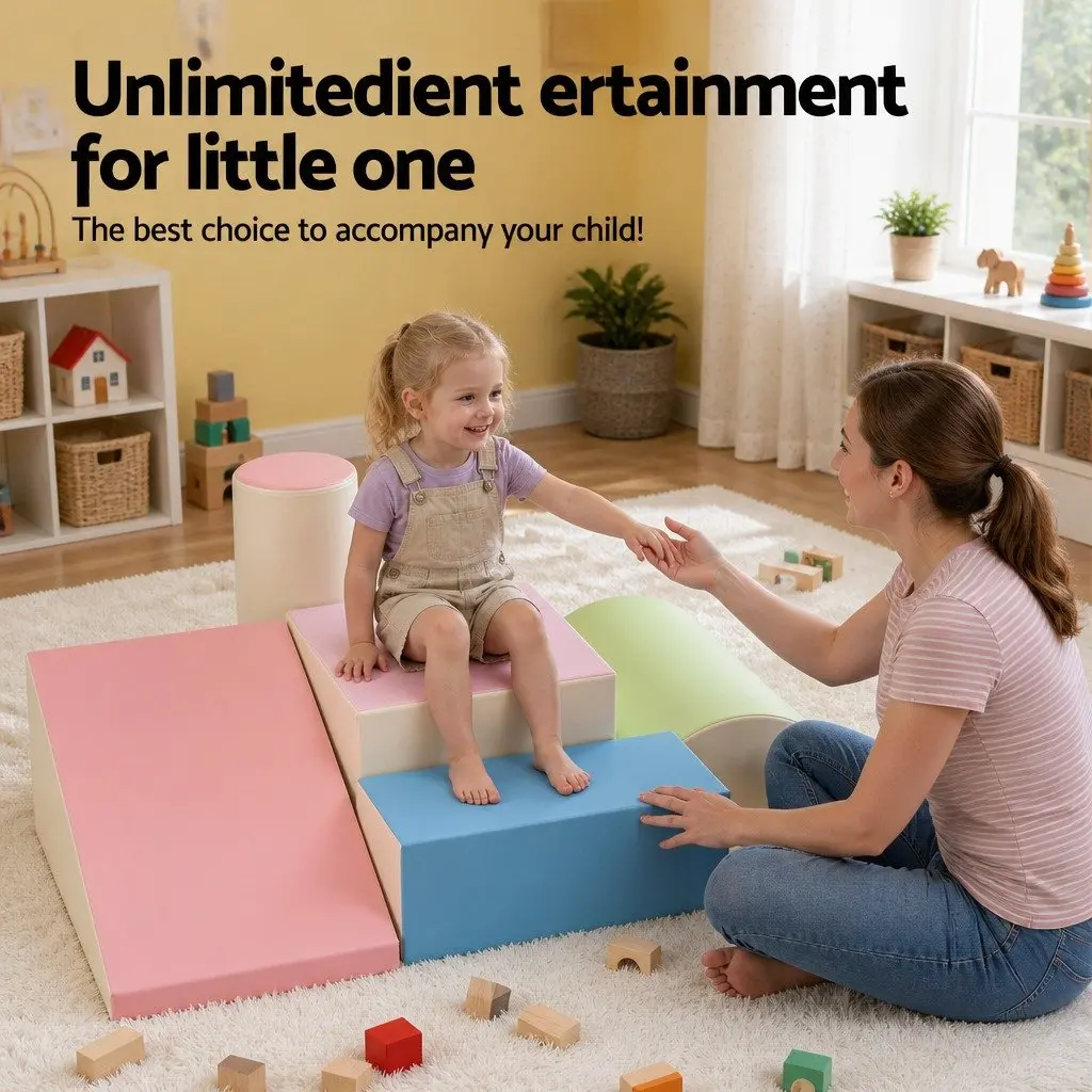 Kids Foam Climbing Blocks 5-Piece Soft Play Set Indoor Activity Toys for Toddlers