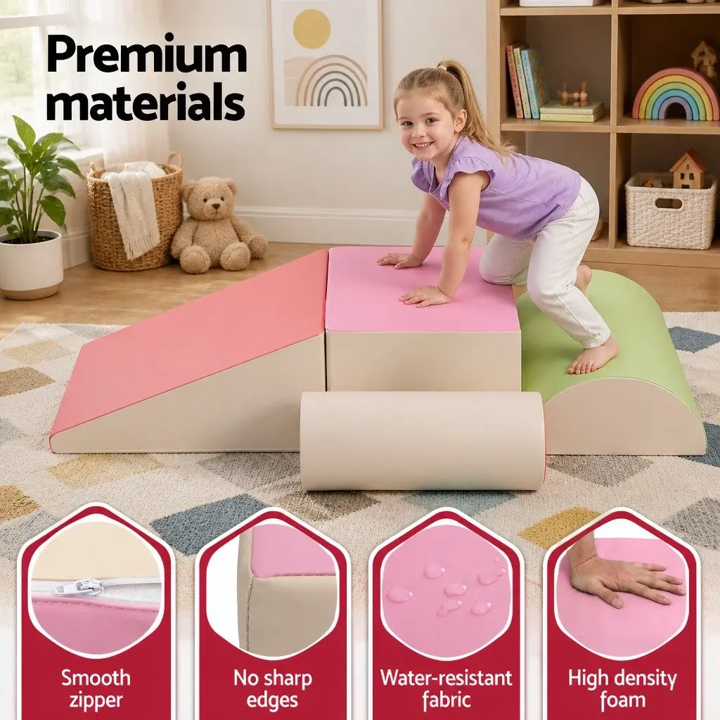 Kids Foam Climbing Blocks 5-Piece Soft Play Set Indoor Activity Toys for Toddlers