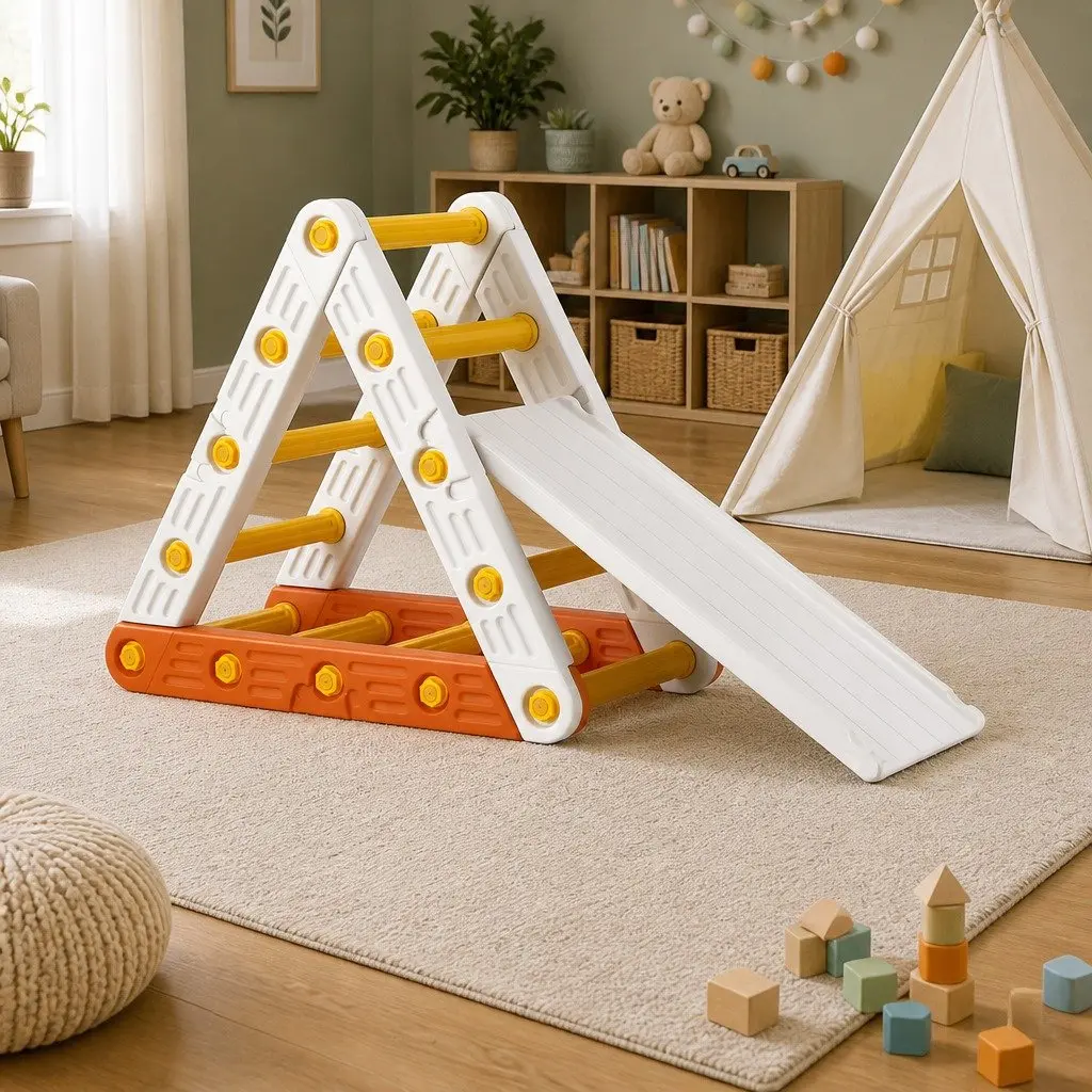 Kids Climbing Frame Set Indoor Outdoor Play Slide Triangle Ladder Plastic Construction