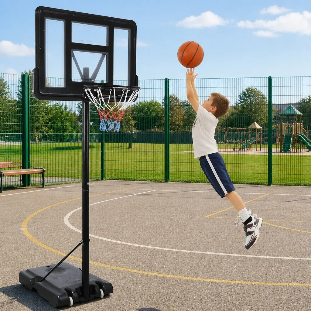 Basketball Hoop Stand Portable Adjustable Height Shatterproof Backboard Outdoor