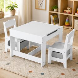 Creative Kids Table and Chairs with Storage and Blackboard