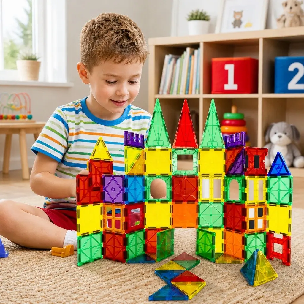 Magnetic Tiles Building Blocks Kids Creative Construction Toy 100 Pieces