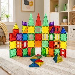 Kids' Magnetic Tiles Set for Creative Learning - 60 Pieces