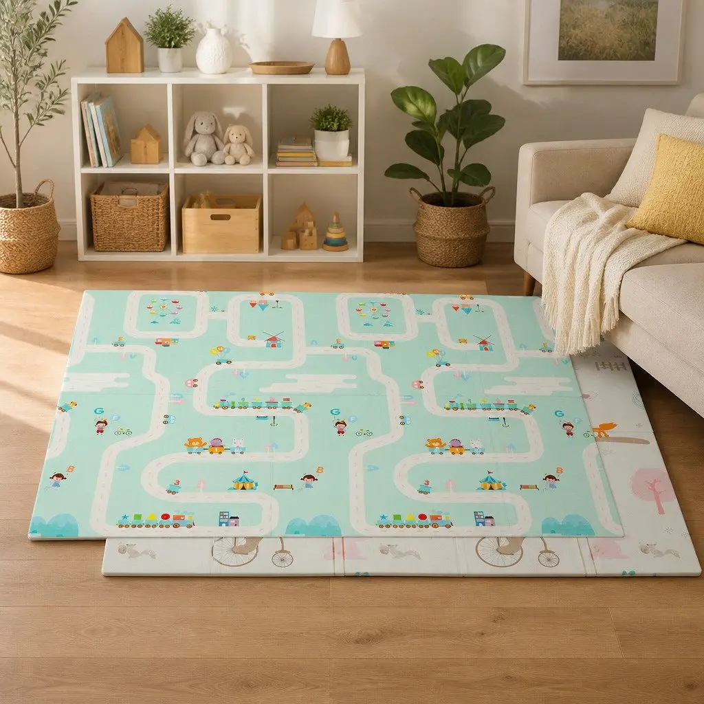 Kids Play Mat 180cm x 200cm Double-Sided Foldable Foam Activity Mat