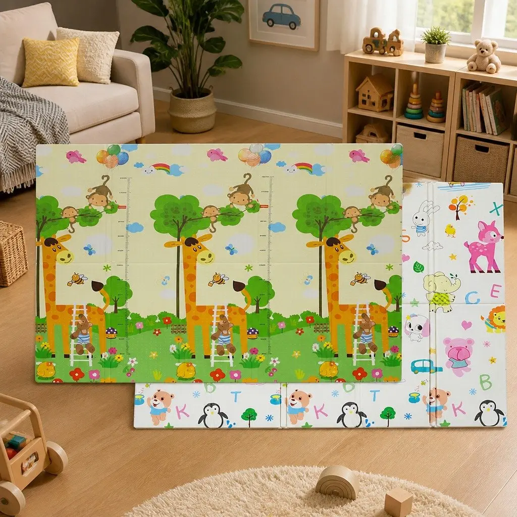 Kids Play Mat 180cm Double-Sided Foam Foldable Anti-Slip Activity Tummy Time Playmat