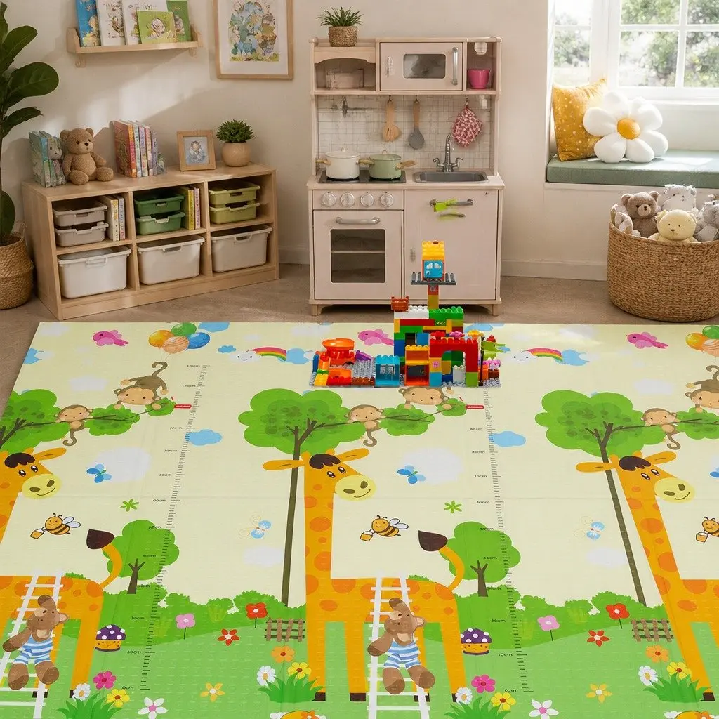Kids Play Mat 180cm Double-Sided Foam Foldable Anti-Slip Activity Tummy Time Playmat