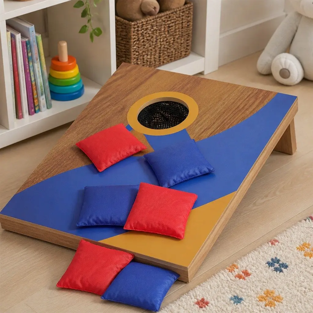 Kids Bean Bag Toss Game Set Cornhole Board Foldable Outdoor Indoor Play