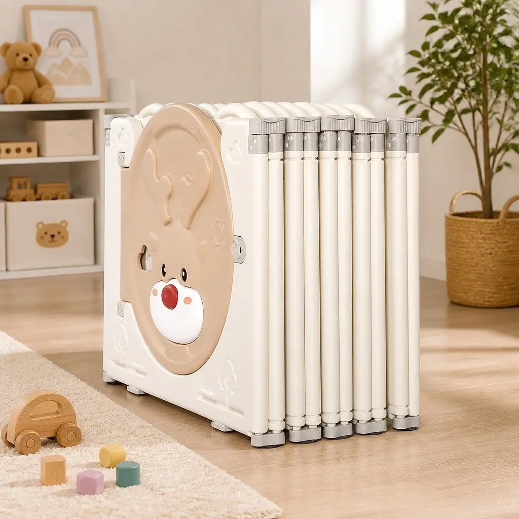 Kids Playpen 18 Panel Foldable Indoor Outdoor Safety Gate with Rotating Connectors and Secure Locking System