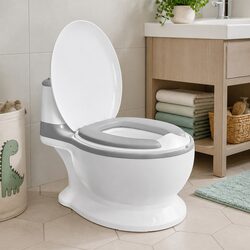 Kids Potty Trainer Seat Toddler Toilet Training Chair with Removable Bucket Grey