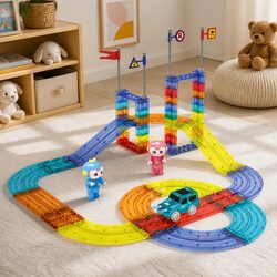 Kids Magnetic Tiles Building Blocks Set 63pcs Dinosaur Themed Educational Toy