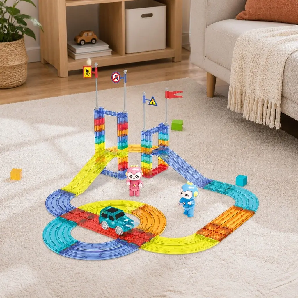 Magnetic Tiles Building Blocks Set 63pcs Dinosaur Themed Educational Toy
